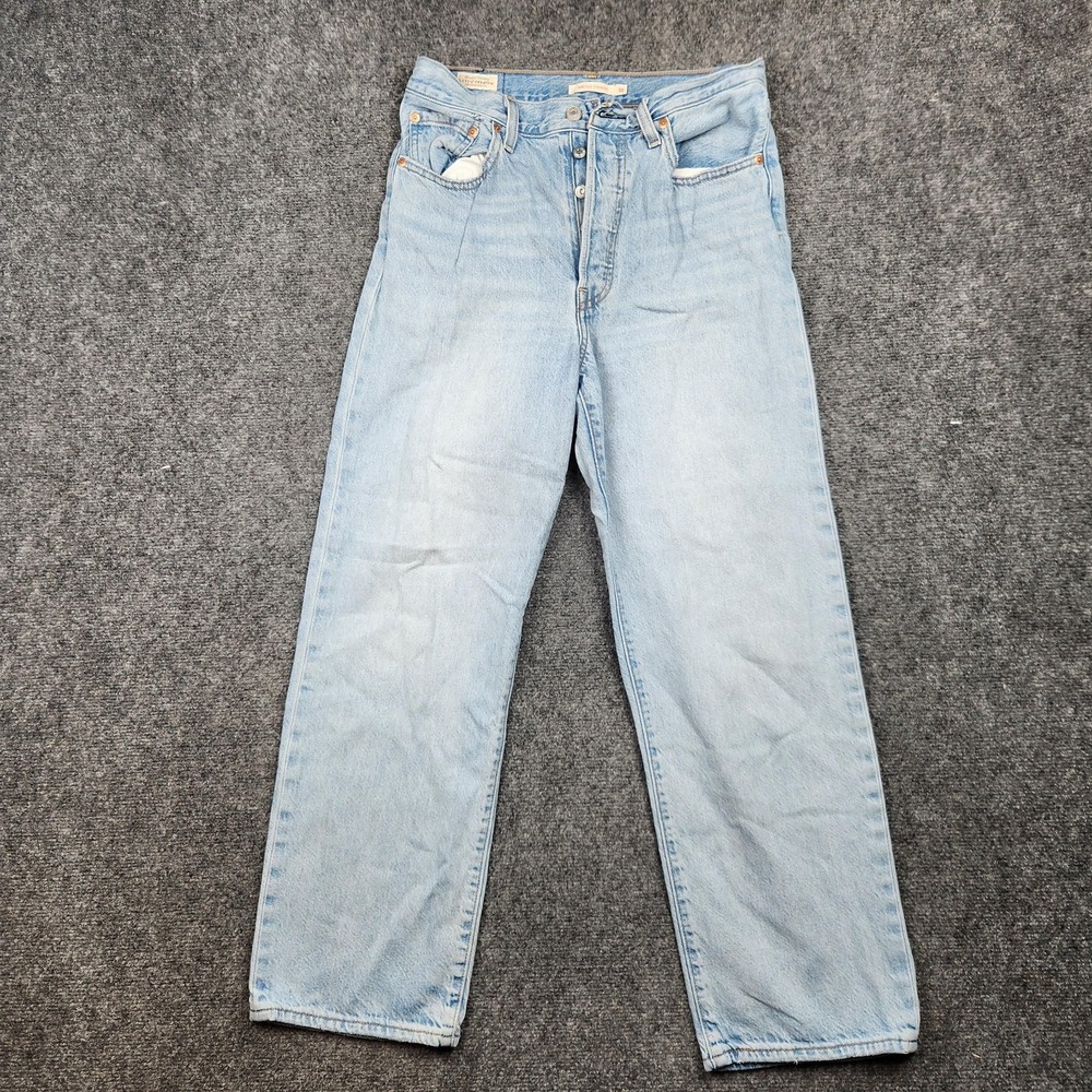 Levis Premium Ribcage Straight Jeans Womens 30x29 Light Wash High Rise Denim